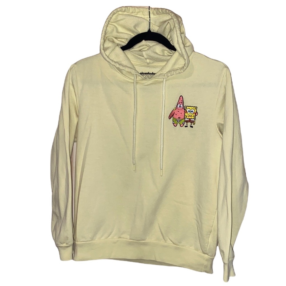 SpongeBob SquarePants Yellow Hooded Sweatshirt with Embroidered Detail (Lg)